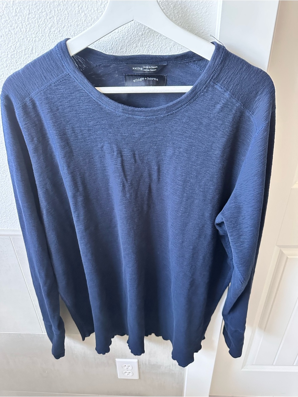 Wings + Horns Navy Long-Sleeve Crew Neck Top